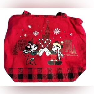 Disney Festive Red Tote with Mickey and Minnie